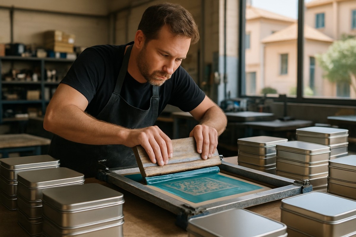 Image-OpenAI-Serigraphie-sur-boites-en-metal-a-Vernegues